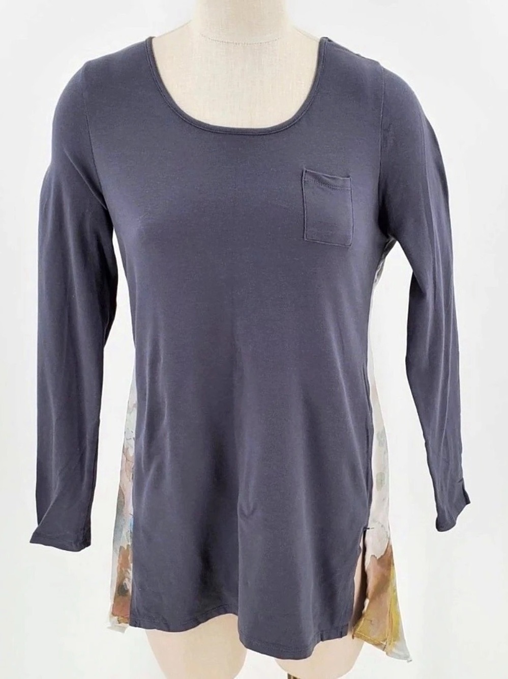 Soft Surroundings Floral Layered Tunic Gray & White Size 1X